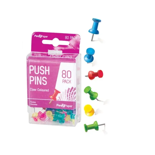 PEN2PAPER COLOURED PUSH PINS PACK OF 80