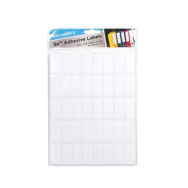 WHITE SELF ADHESIVE LABELS 40MM X 18MM PACK OF 400