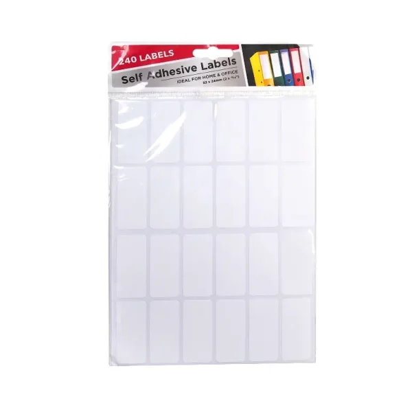 WHITE SELF ADHESIVE LABELS 52MM X 24MM PACK OF 240