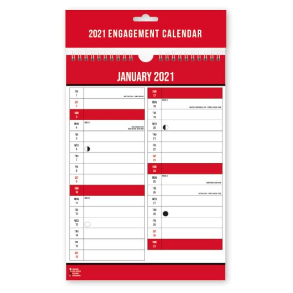 2021 MONTHLY ENGAGEMENT CALENDAR WALL HANGING PLANNER