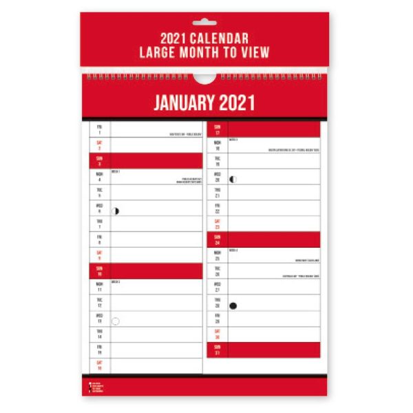 2021 A3 MONTH TO VIEW COMMERCIAL CALENDAR PLANNER