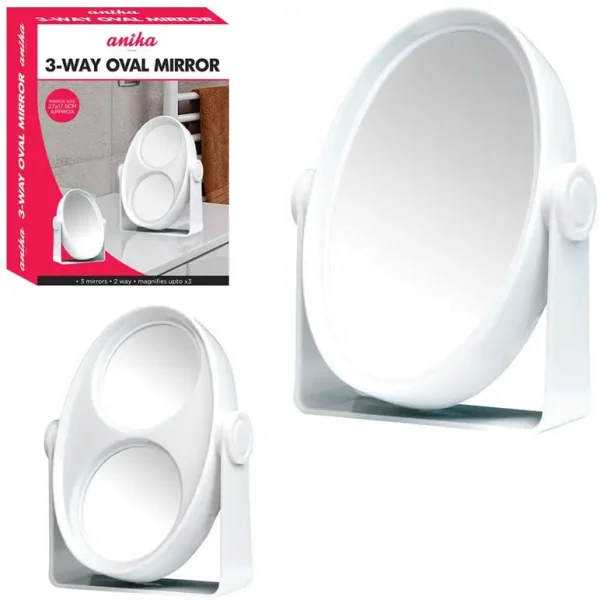 ANIKA 3 WAY OVAL MIRROR 2X AND 3X MAGNIFICATION