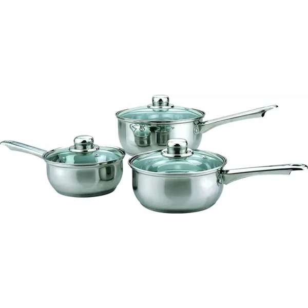 SABICHI ESSENTIAL STAINLESS STEEL PAN SET PACK OF 3