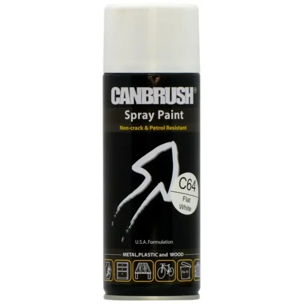 CANBRUSH C64 FLAT WHITE ALL PURPOSE SPRAY PAINT 400ML