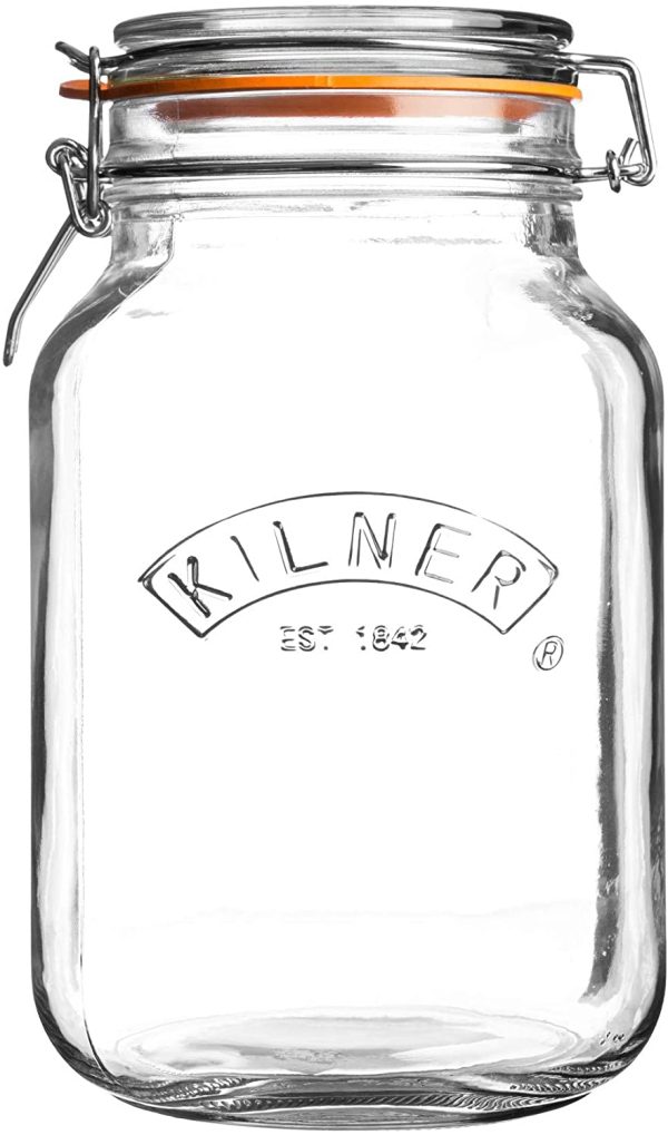 KILNER TRANSPARENT SQUARE CLIP TOP JAR 2 LITRE