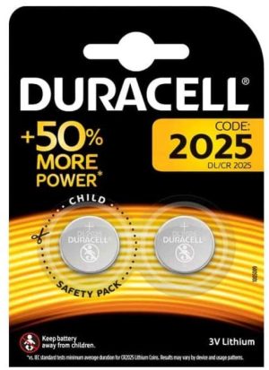 DURACELL SPECIALTY DL2025 CR2025 LITHIUM COIN BATTERY 3V PACK OF 2