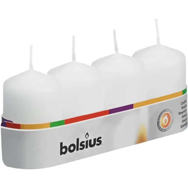 BOLSIUS PILLAR CANDLE WHITE 60MM X 40MM PACK OF 4