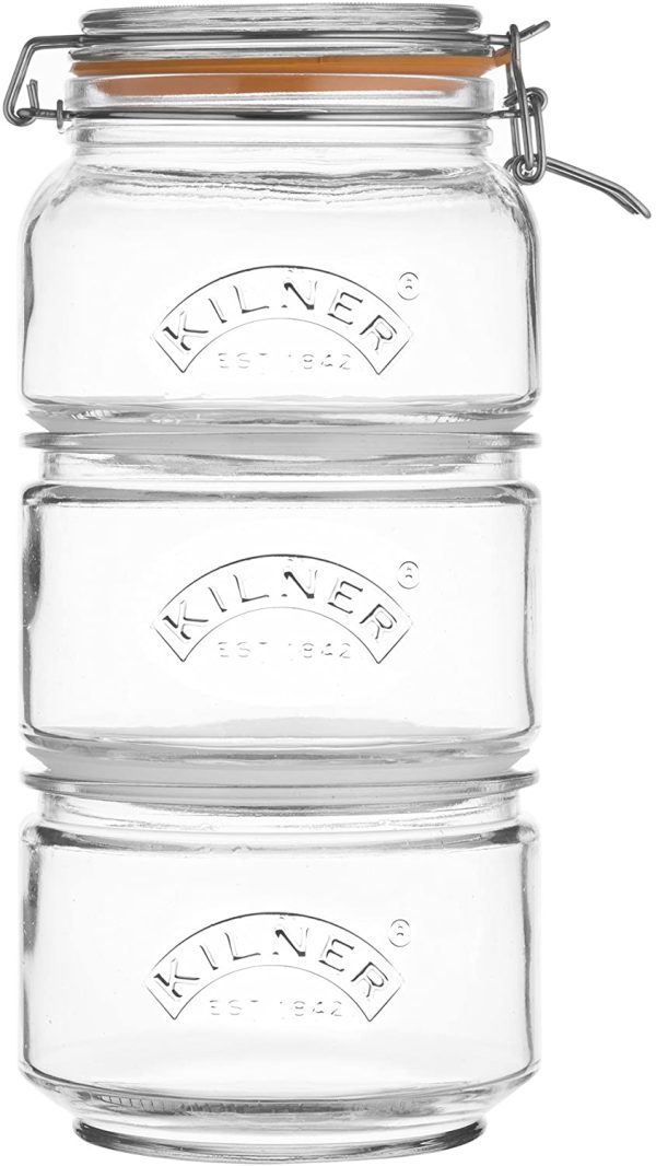 KILNER GLASS STACKABLE STORAGE JAR SET