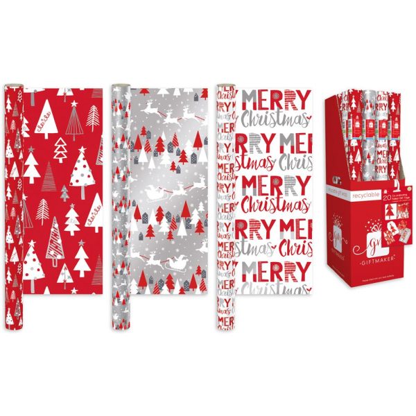 GIFTMAKER CHRISTMAS WINTER BLUSH GIFT WRAP 69CM X 4M