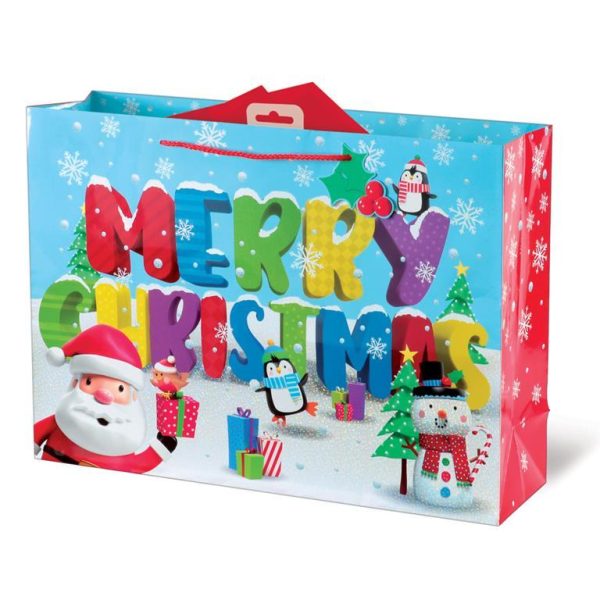 CHRISTMAS EXTRA LARGE GIFT BAGS WITH TAG - 3D CUTE CHARACTER