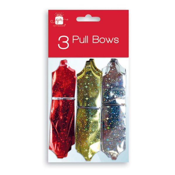 GIFTMAKER ASSORTED COLOUR PULL BOWS PACK OF 3