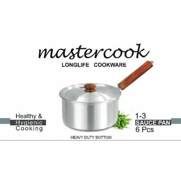 MASTERCOOK ALUMINIUM SAUCEPAN WITH WOODEN HANDLE SET 1-3 6 PCS