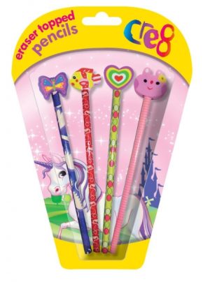 CRE8 GIRLS PENCIL & TOP ERASER SET PACK OF 4