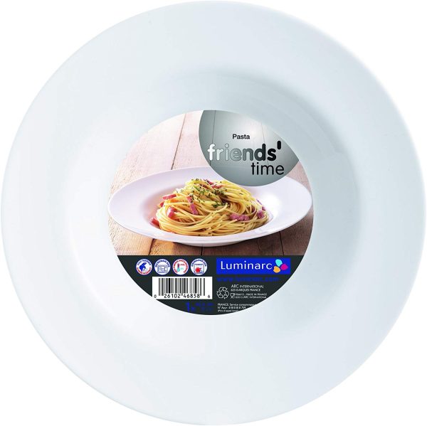 PACK OF 6 LUMINARC FRIENDS TIME PASTA PLATE LARGE 28.5 CM - WHITE