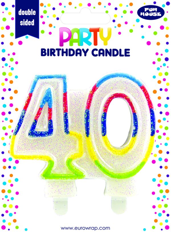 FUN HOUSE 40TH BIRTHDAY PARTY CANDLE