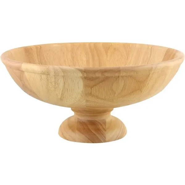 APOLLO RUBBERWOOD FOOTED FRUIT BOWL NATURAL WOOD 30 X 30 X 13.5 APPX