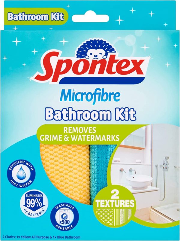 SPONTEX MICROFIBRE BATHROOM KIT (2 CLOTHES)