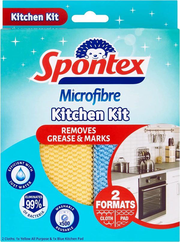 SPONTEX MICROFIBRE KITCHEN KIT (2 CLOTHES)