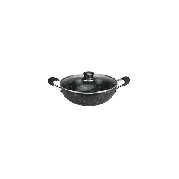 MASTERCOOK NON STICK KARAI / KADAI / WOK WITH GLASS LID 24CM