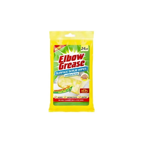 ELBOW GREASE ANTIBACTERIAL SURFACE SCRUB WIPES ACK OF 24