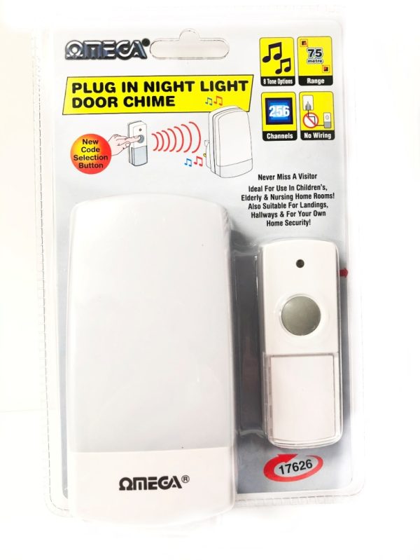 OMEGA PLUG IN / CORDLESS DOOR CHIME WITH NIGHT LIGHT