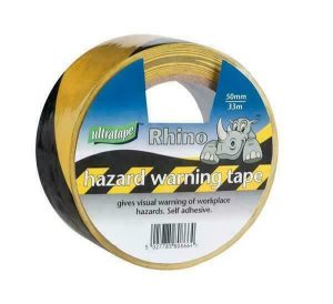 50MM X 33M BLACK & YELLOW HAZARD TAPE