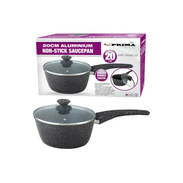 20CM ALUMINIUM NON-STICK SAUCEPOT FORGED SAUCE POT WITH GLASS LID