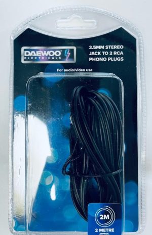 DAEWOO 3.5 MM JACK TO RCA PLUG LEAD 2M