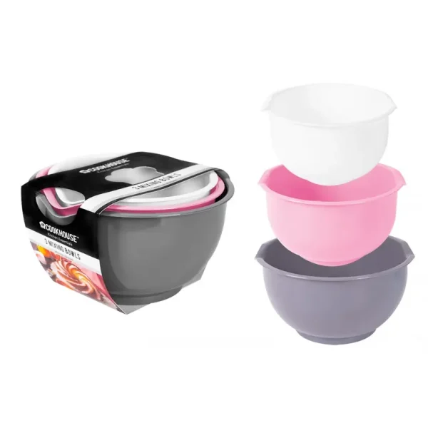 RSW COOKHOUSE SET OF THREE COLOURED MIXING BOWL SET