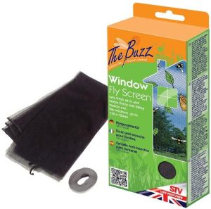 THE BUZZ WINDOW FLY SCREEN 1.3 X 1.5M WASHABLE BARRIER MESH