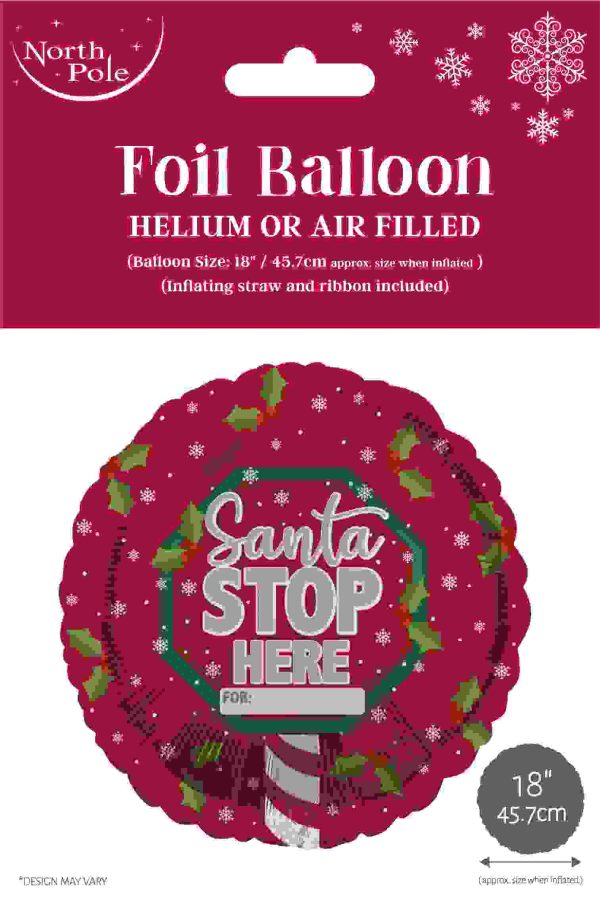 NORTH POLE CHRISTMAS FOIL BALLOON - SANTA STOP HERE