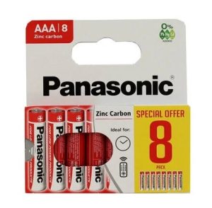 PANASONIC AAA R03 MN2400 UM4 1.5V ZINC CARBON BATTERIES PACK OF 8
