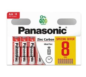 PANASONIC AA R6 UM3 1.5V ZINC CARBON BATTERIES PACK OF 8