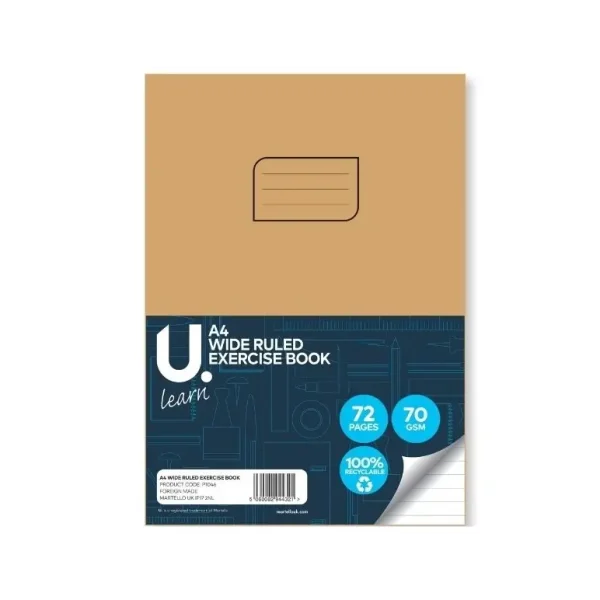 U LEARN A4 WIDE RULED EXERCISE BOOK 70GSM 36 SHEETS