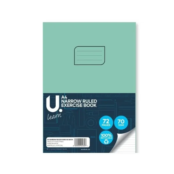 U LEARN A4 NARROW RULED EXERCISE BOOK 70GSM 36 SHEETS