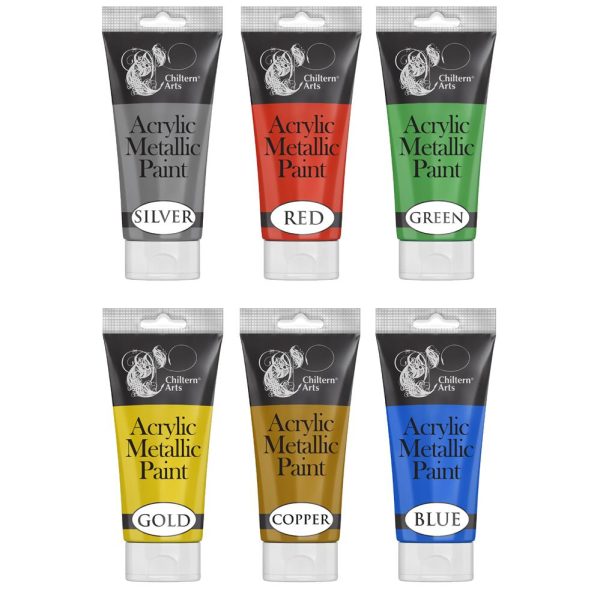 CHILTERN ARTS ASSORTED ACRYLIC METALLIC PAINT 120ML - ONE PIECE SUPPLY