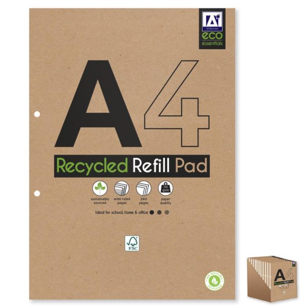 ECO ESSENTIALS A4 RECYCLED REFILL PAD 70GSM 240 PAGES