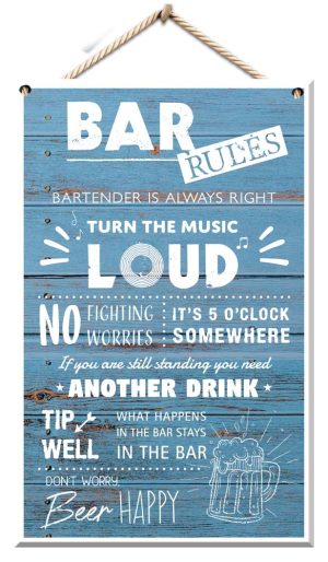 BAR RULES HOME DECOR WALL SIGN PLAQUE