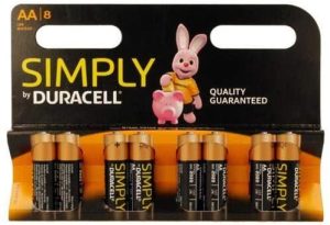 PACK OF 8 DURACELL SIMPLY AA BATTERIES