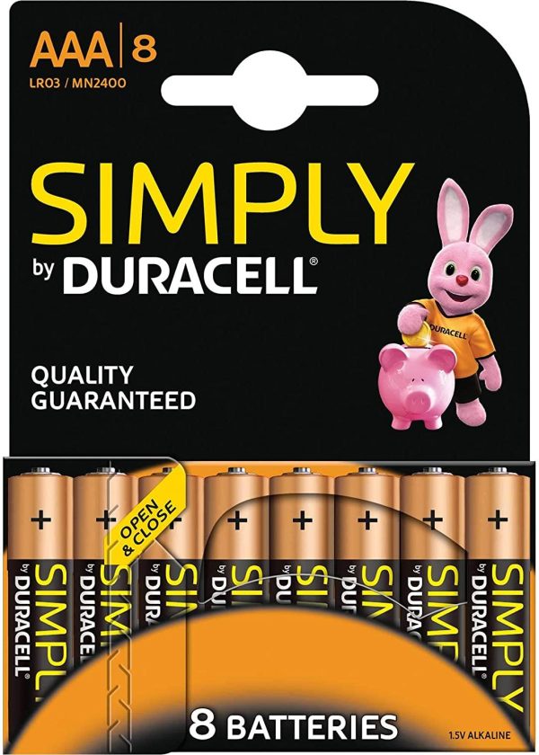 PACK OF 8 DURACELL SIMPLY BATTERIES MICRO AAA LR03 MN2400