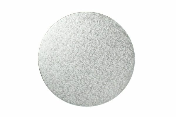 DORIC 8 INCH ROUND SILVER THICK CAKE BOARD DRUMS PACK OF 5