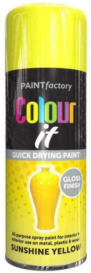 PAINT FACTORY COLOUR IT SPRAY PAINT 250ML - GLOSS YELLOW