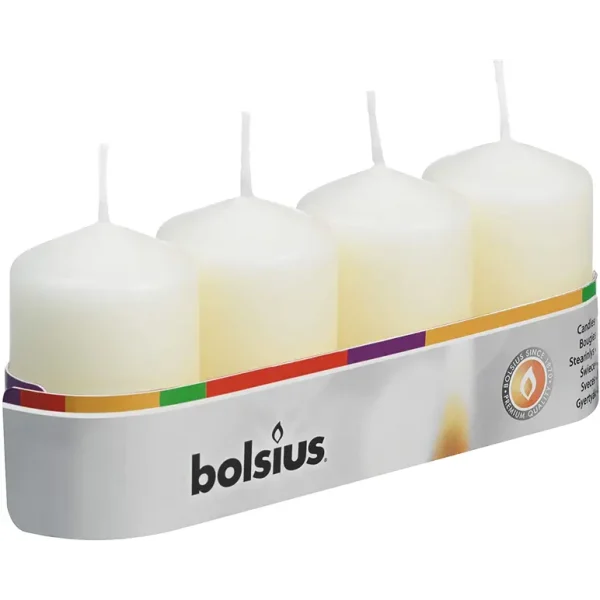 BOLSIUS PILLAR CANDLE IVORY 60MM X 40MM PACK OF 4