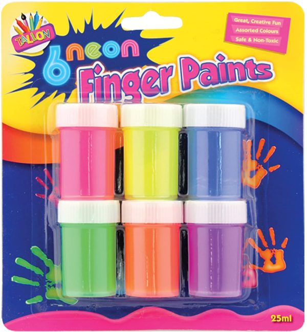 ARTBOX NEON FINGER PAINT POT 20ML PACK OF 6