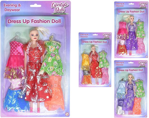 KANDYTOYS ASSORTED DRESS UP FASHION DOLL WITH DRESSES