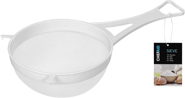 CHEF AID NYLON MESH PLASTIC STRAINER 18 CM - 7 INCH WHITE