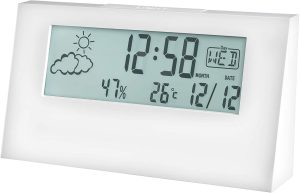 ACCTIM 15842 VERTEX WHITE ALARM CLOCK WITH INDOOR TEMPERATURE