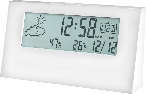 ACCTIM 15842 VERTEX WHITE ALARM CLOCK WITH INDOOR TEMPERATURE