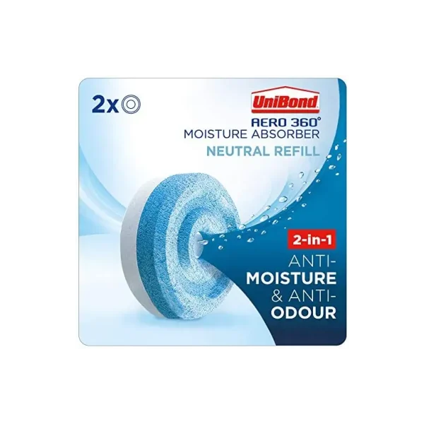 UNIBOND AERO 360 MOISTURE ABSORBER NEUTRAL REFILLS PACK OF 2