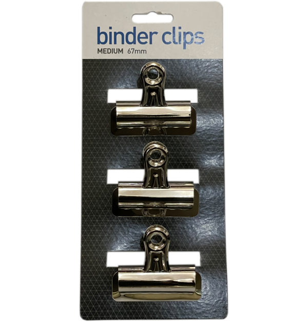 SET OF 3 METAL BINDER CLIPS - MEDIUM - 67MM